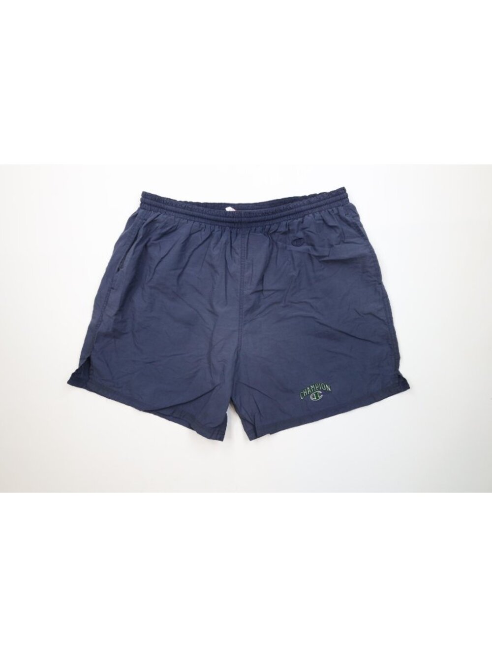 Vintage 90s Champion Mens 2XL Sun Faded Spell Out Lined Above Knee Shorts Trunks